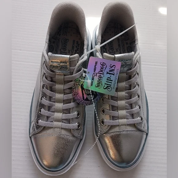Skechers SLIP-INS Silver Sneakers , Snoop Dogg Ed. WOMENS Size 9 NWT - Picture 2 of 7
